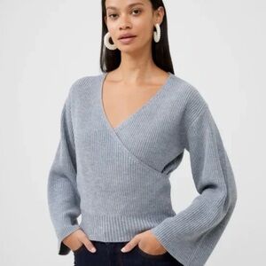 FRENCH CONNECTION Joann Wrap Front Sweater In Grey